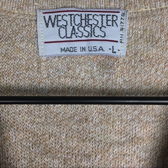 VINTAGE Sweater Vest Westchester Classics Union Made Oatmeal Classic Size Large - Picture 5 of 7